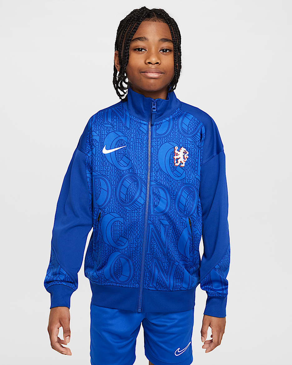 Chelsea F.C. Academy Pro Older Kids' Nike Dri-FIT Football Anthem Jacket - Rush Blue/Game Royal/White