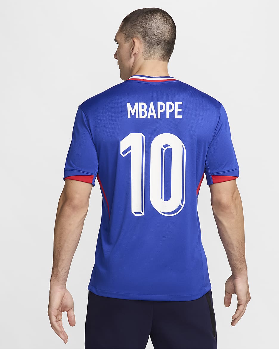 Kylian Mbappé FFF (herenelftal) 2024/25 Stadium Thuis Nike Dri-FIT replica voetbalshirt voor heren - Bright Blue/University Blue/Wit