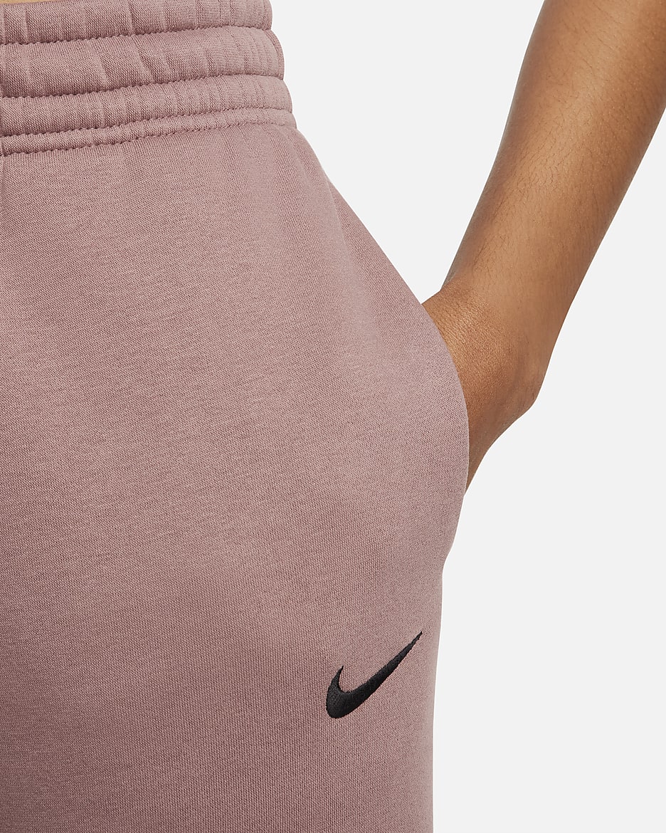 Pantalon de survêtement taille mi-haute Nike Sportswear Phoenix Fleece pour femme - Smokey Mauve/Noir