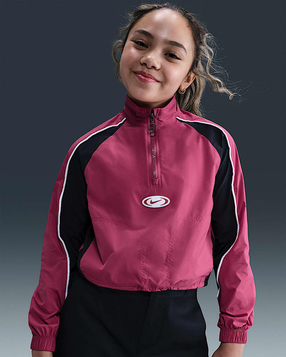 Nike Sportswear Track-Jacket mit Viertelreißverschluss (Mädchen) - Sweet Beet/Schwarz/Weiß/Weiß