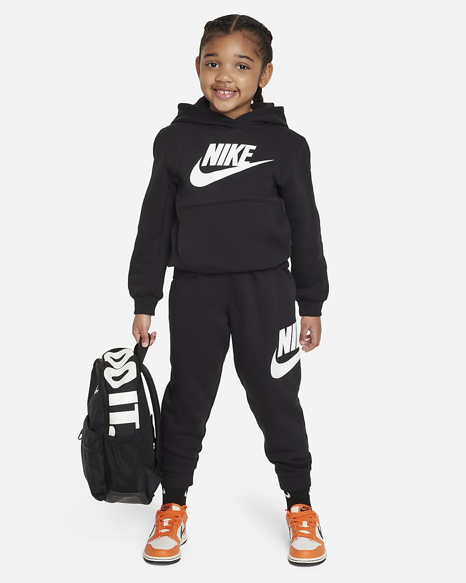 Conjunto de sudadera con gorro para niños talla chica Nike Sportswear Club Fleece - Negro