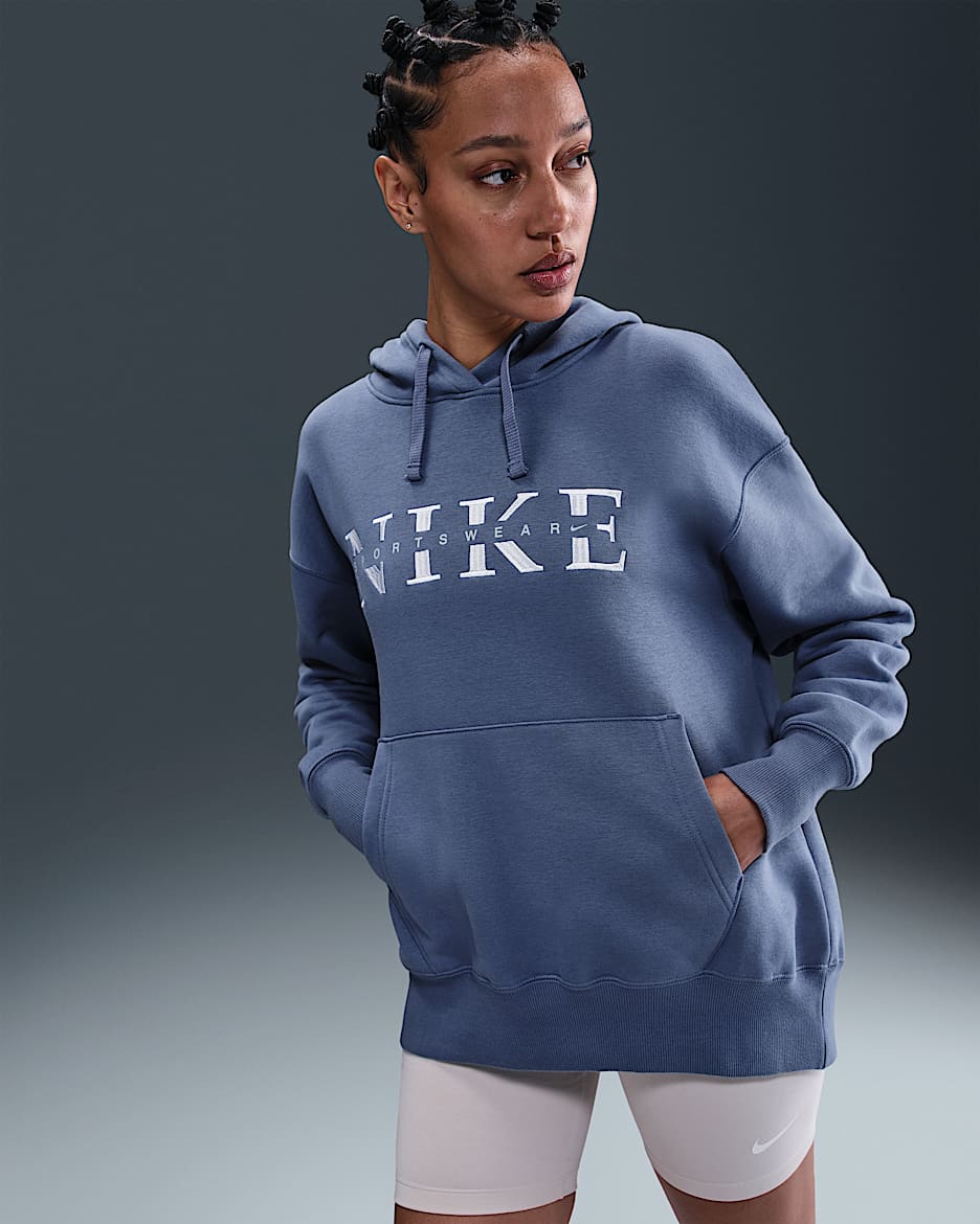 Sudadera con gorro sin cierre oversized para mujer Nike Sportswear Phoenix Fleece - Pizarra/Blanco