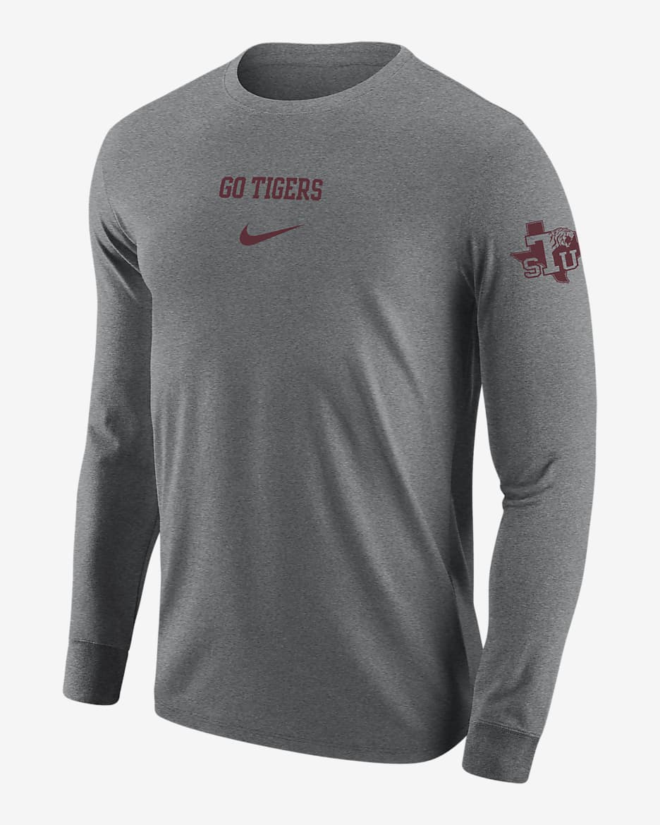 Texas Southern Men's Nike College Long-Sleeve T-Shirt - Dark Grey Heather