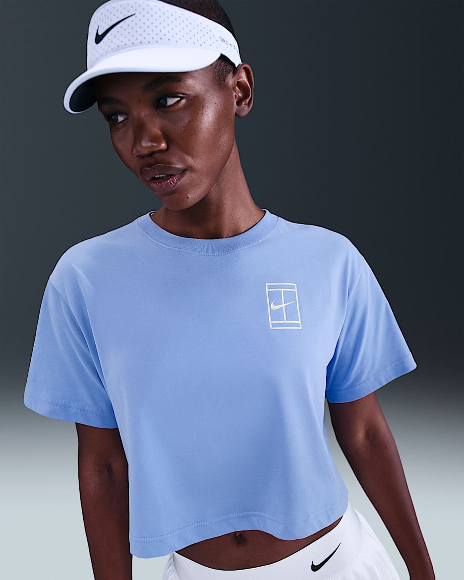 Nike Slam Women's Dri-FIT Short-Sleeve Cropped Tennis T-Shirt - Royal Pulse