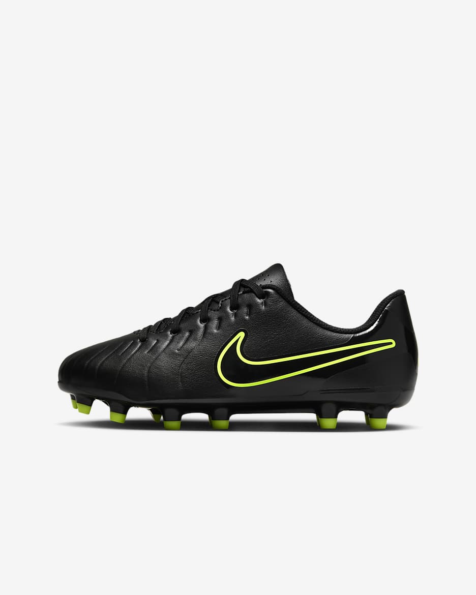 Nike Jr. Tiempo Legend 10 Club Little/Big Kids' Multi-Ground Low-Top Soccer Cleats - Black/Volt