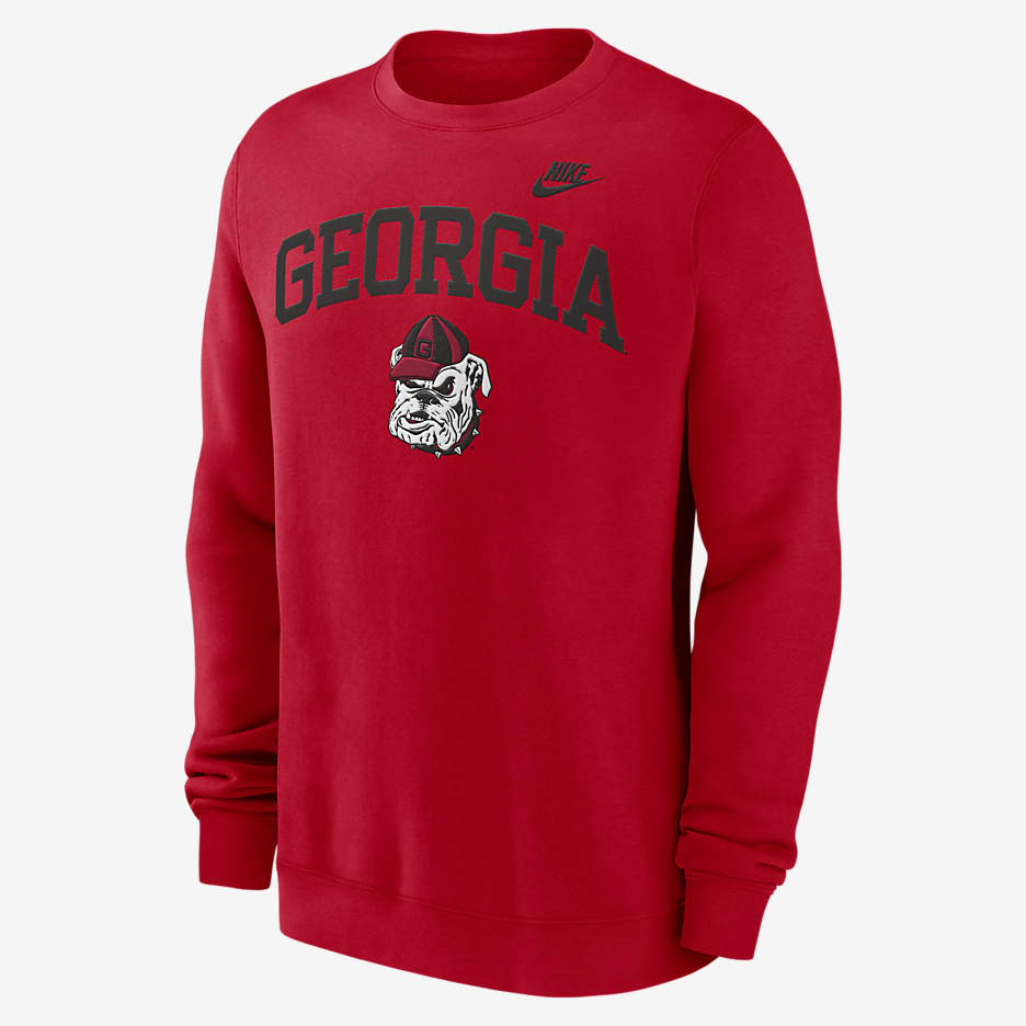 Georgia Bulldogs Legacy Classic Arch Over Logo Men's Nike College Pullover Crew - University Red