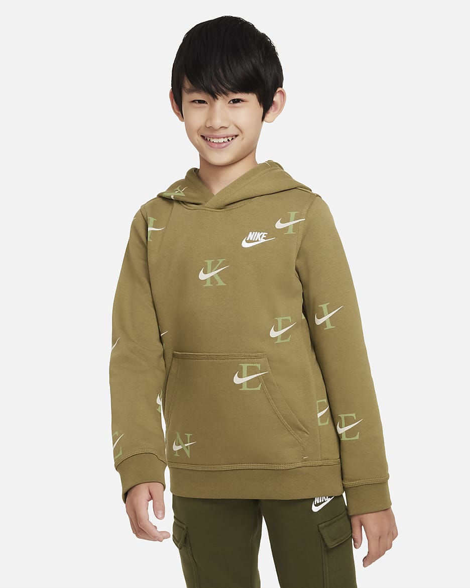 Nike Sportswear Club Big Kids' (Boys') Hoodie - Pilgrim/Light Bone/White