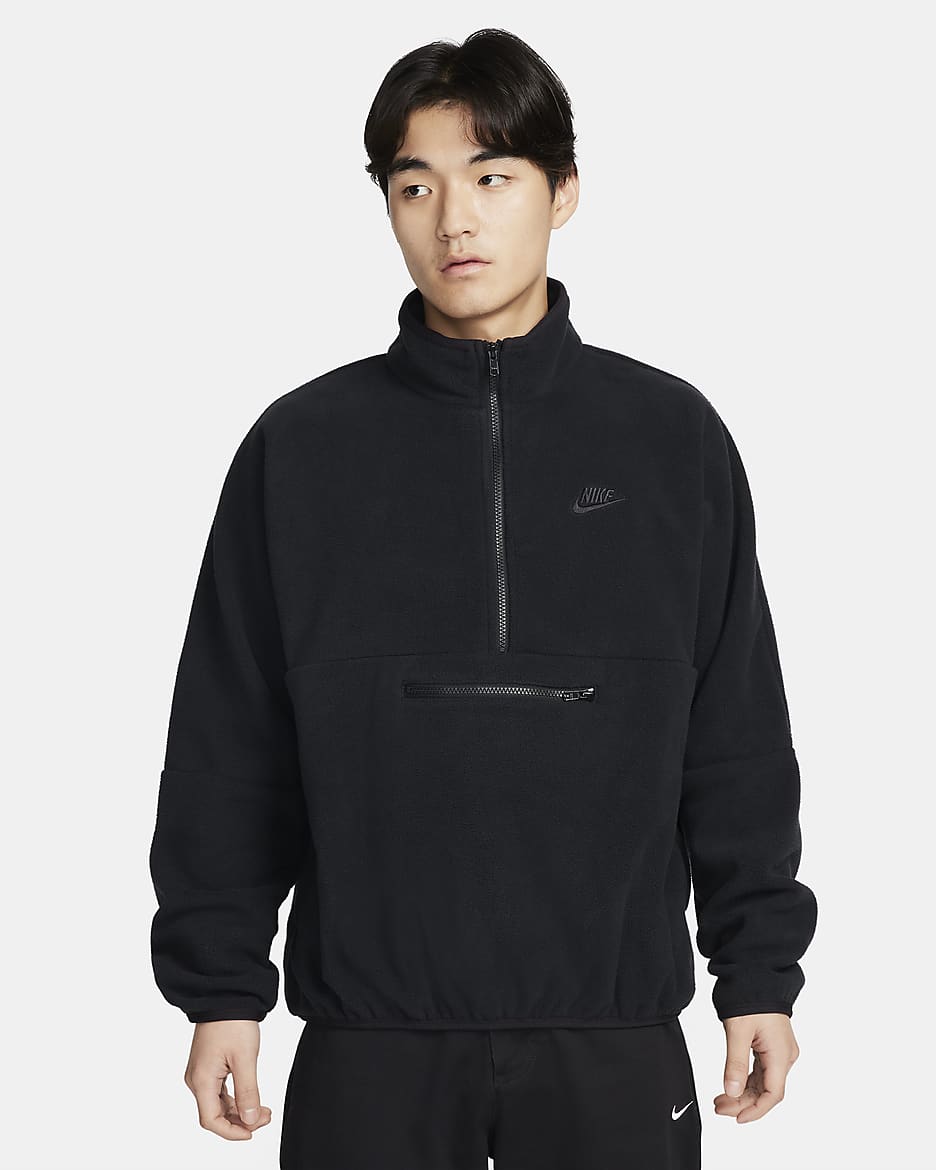 Nike Club Fleece+ Men's 1/2-Zip Fleece Top - Black/Black