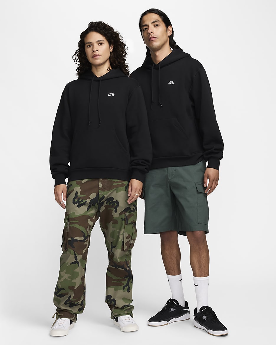 Sweat à capuche de skateboard en tissu Fleece Nike SB - Noir/Blanc