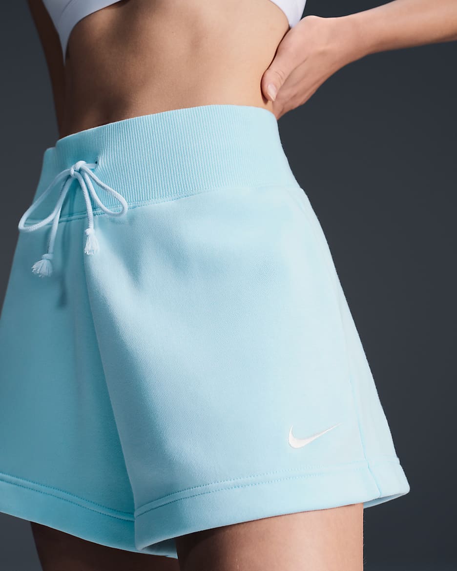 Shorts de ajuste holgado y tiro alto para mujer Nike Sportswear Phoenix Fleece - Azul glacial/Vela