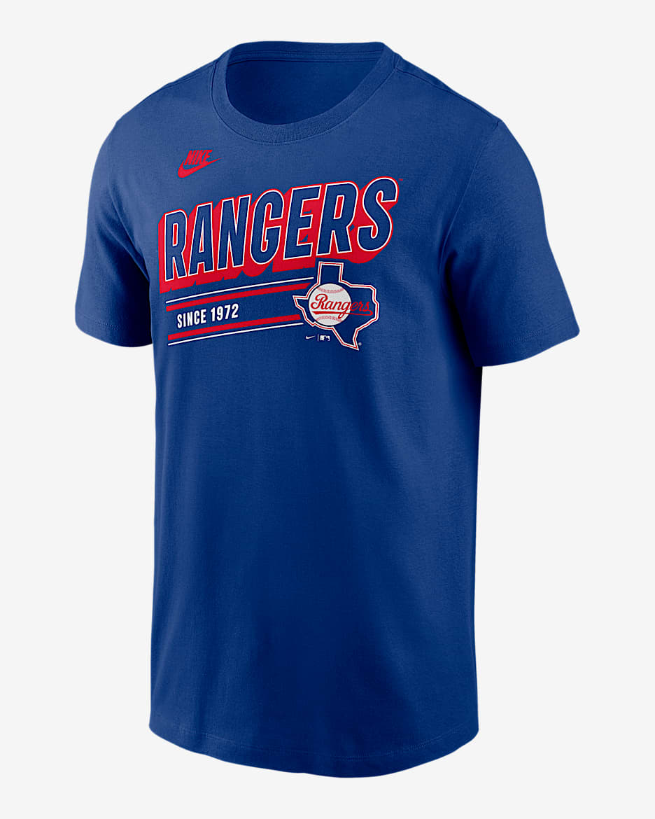 Playera Nike de la MLB para hombre Texas Rangers Cooperstown Retro - Azul enérgico