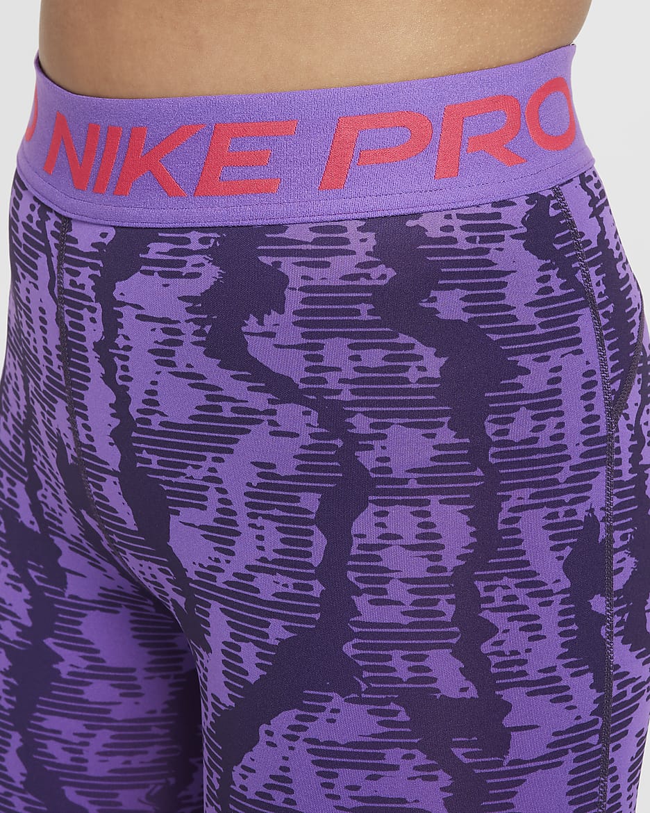 Dívčí legíny Dri-FIT Nike Pro se středně vysokým pasem - Dark Raisin/Black Raspberry/Aster Pink