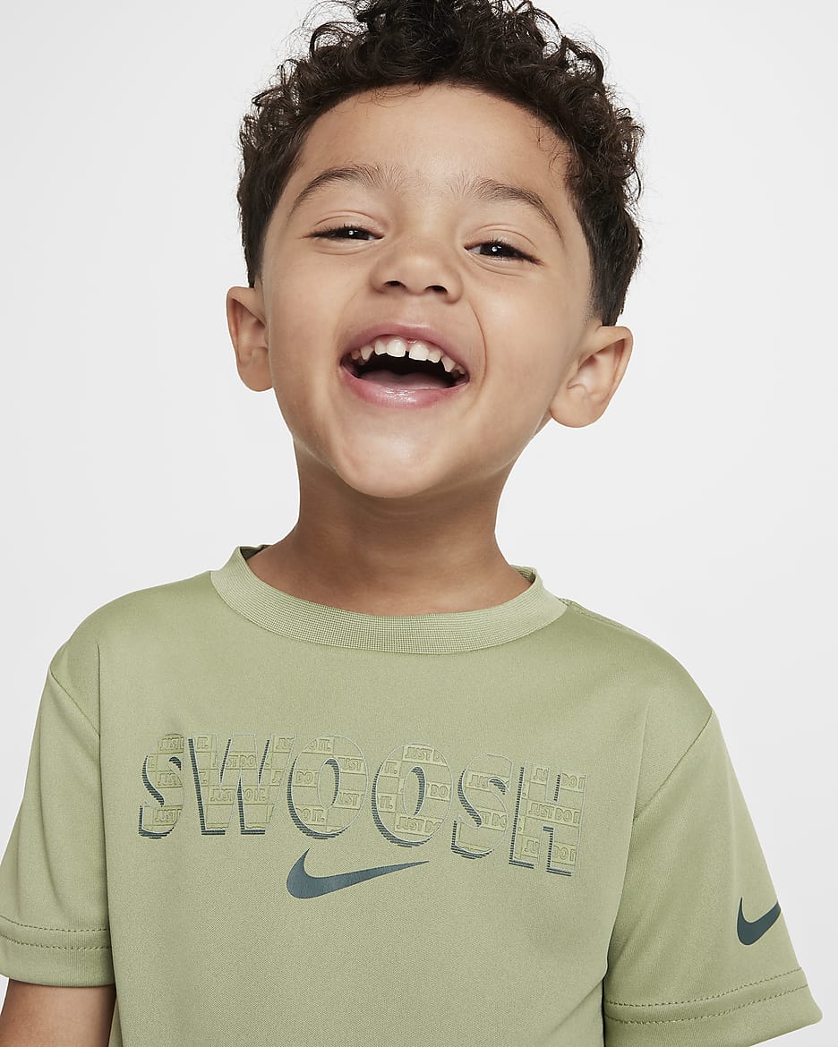 Playera Swoosh infantil Nike Dri-FIT "Just Do It" - Verde aceite