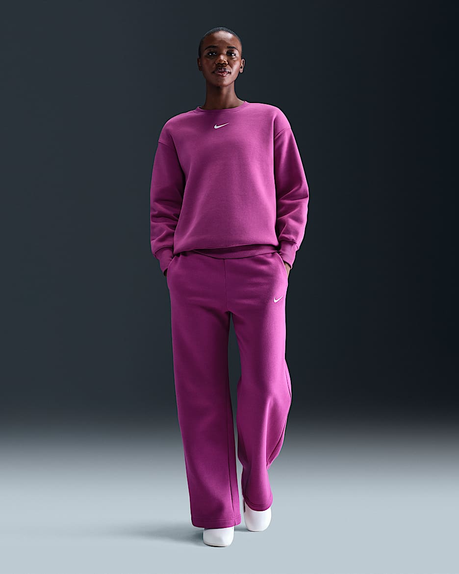 Nike Sportswear Phoenix Fleece Women's High-Waisted Wide-Leg Sweatpants - Hot Fuchsia/Sail