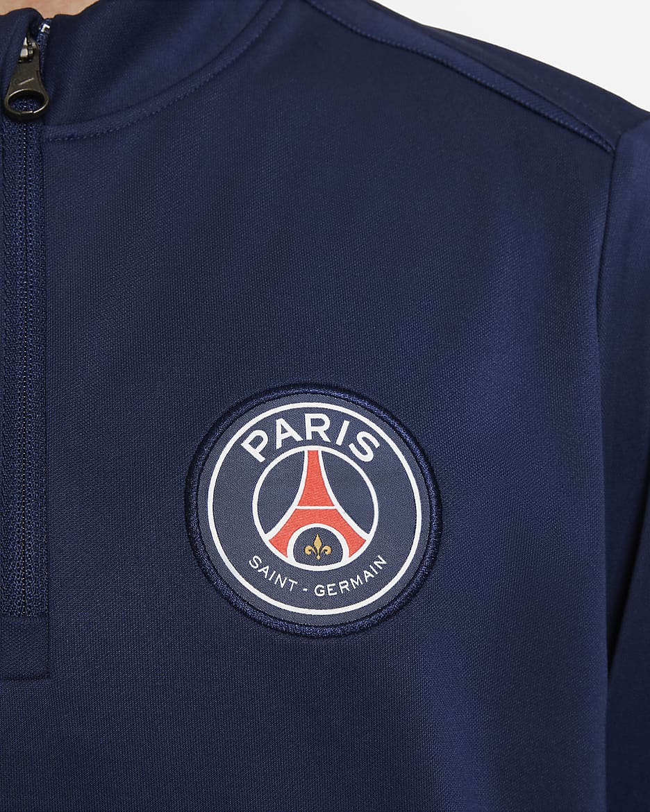 Paris Saint-Germain Academy Pro Nike Dri-FIT Genç Çocuk Futbol Antrenman Üstü - Midnight Navy/Beyaz