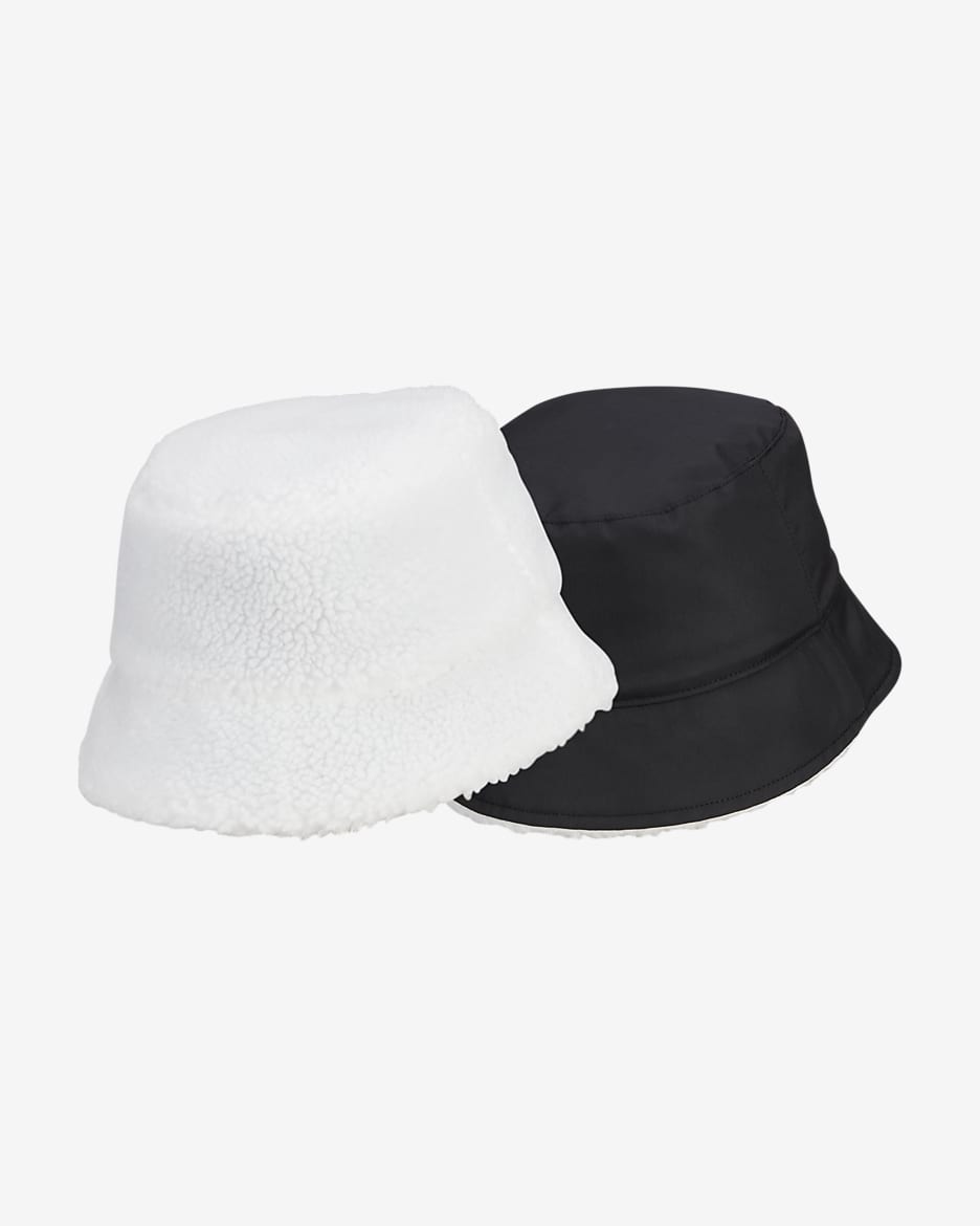 Nike Sportswear Reversible Fleece Bucket Hat - White/Black/Black