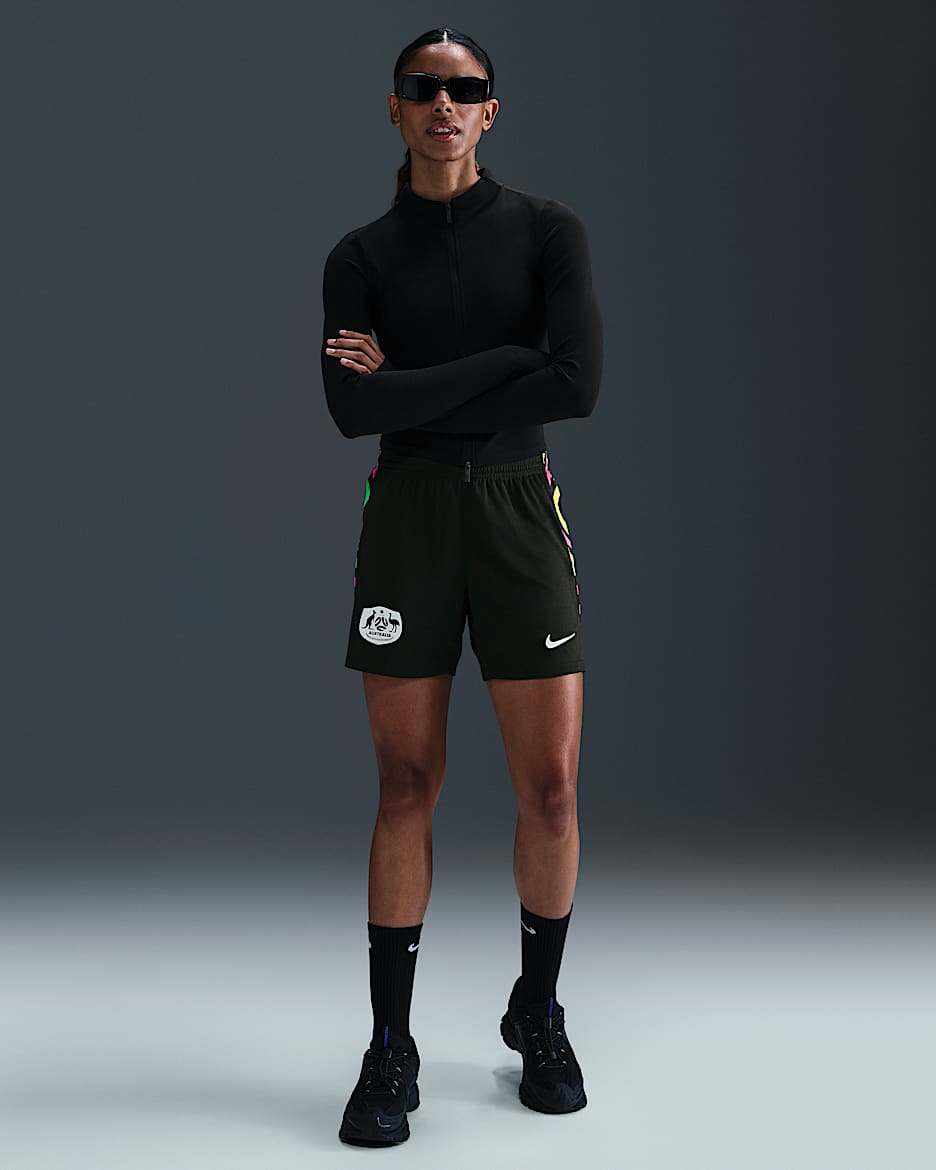 Australia 2025 Stadium Women's Nike Dri-FIT Football Secondary Replica Shorts - Night Forest/White