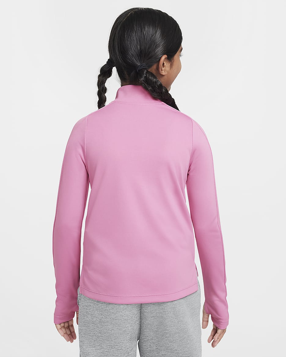 Nike Dri-FIT top met halflange rits en lange mouwen voor meisjes - Magic Flamingo/Wit