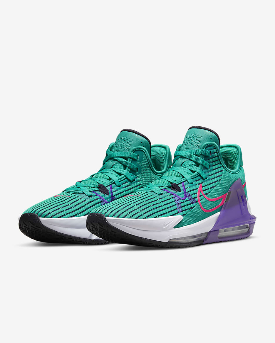 LeBron Witness 6 Basketball Shoes - Clear Emerald/Wild Berry/White/Hyper Pink