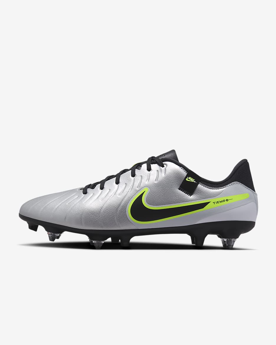 Nike Tiempo Legend 10 Academy Soft-Ground Low-Top Football Boot - Metallic Silver/Volt/Black