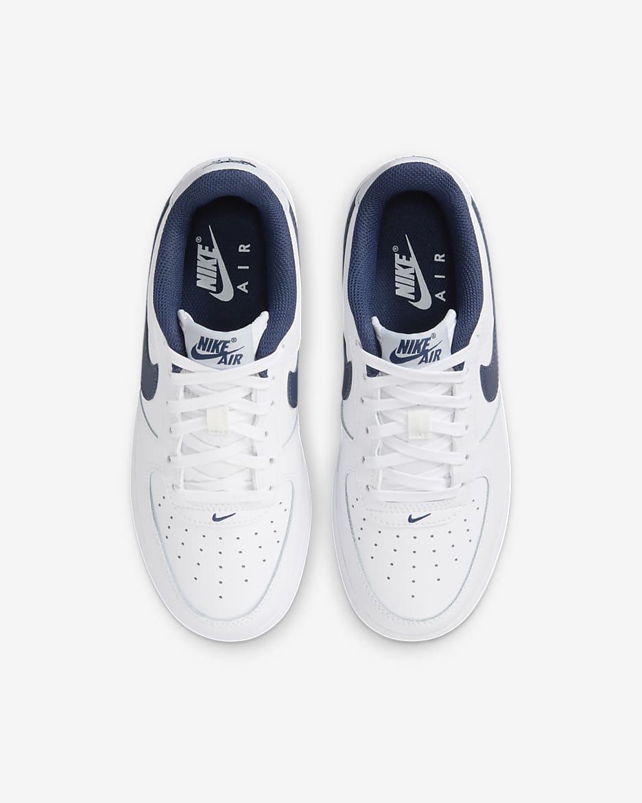 Nike Air Force 1 Older Kids' Shoes - White/Football Grey/Midnight Navy