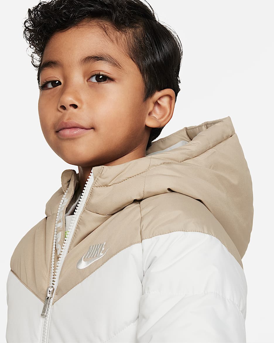 Nike Little Kids' Hooded Chevron Puffer Jacket - Khaki