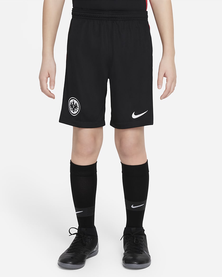 Eintracht Frankfurt 2021/22 Stadium Home Older Kids' Football Shorts - Black/White