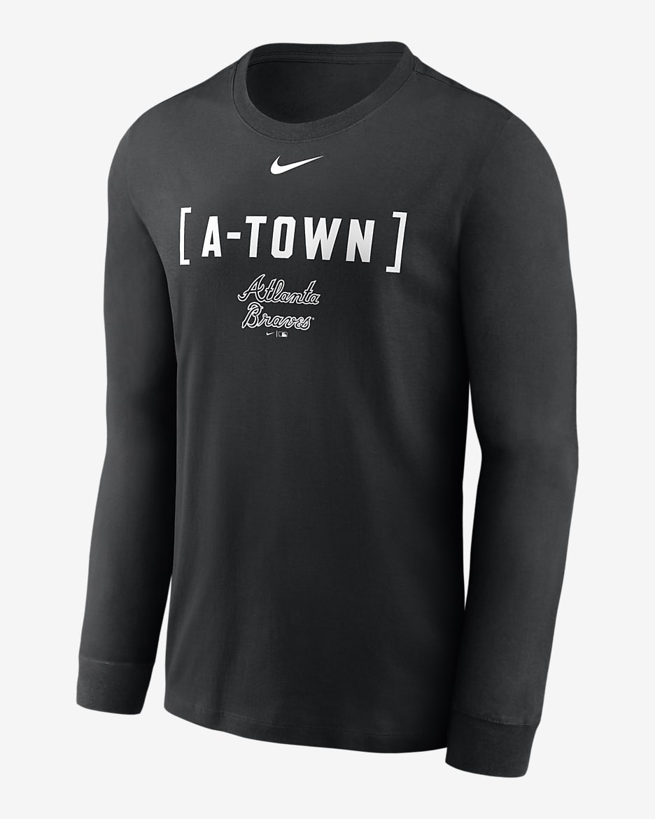 Atlanta Braves Fashion Men's Nike MLB Long-Sleeve T-Shirt - Black