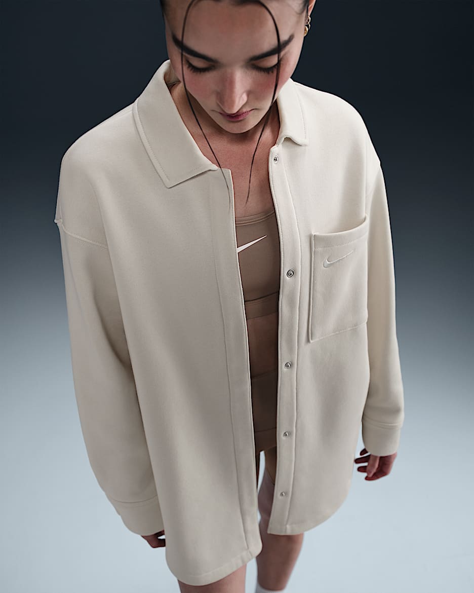Nike Sportswear Phoenix Fleece Women's Oversized Shirt Jacket - Light Orewood Brown/Sail