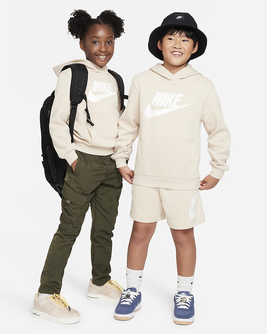 Sudadera con gorro para niños talla grande Nike Sportswear Club Fleece - Duna/Blanco