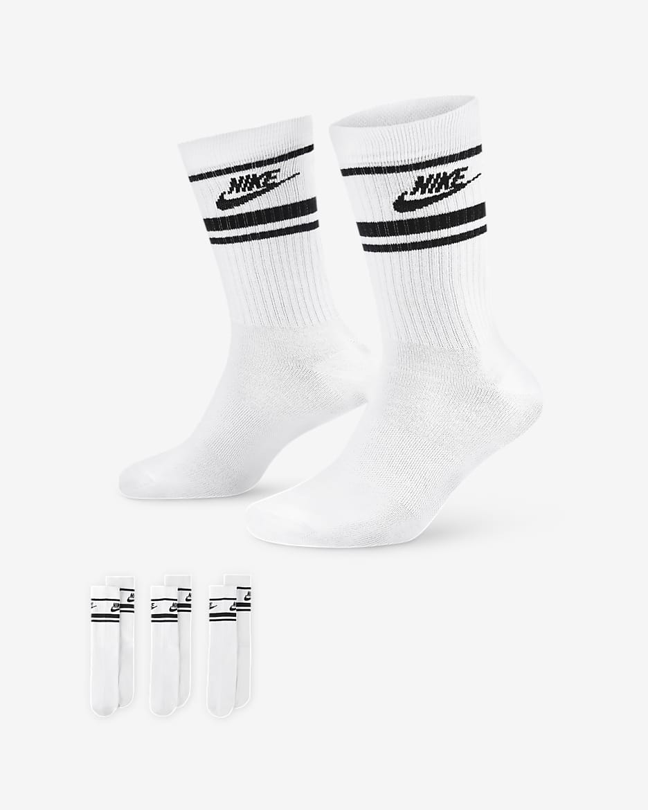 Nike Sportswear Dri-FIT Everyday Essential Crew-Socken (3 Paar) - Weiß/Schwarz/Schwarz