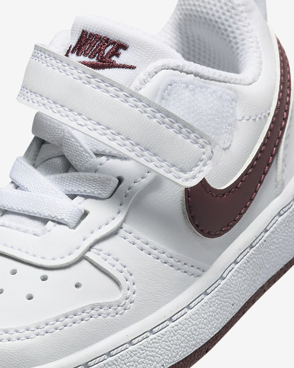 Nike Court Borough Low Recraft Baby/Toddler Shoes - White/Burgundy Crush