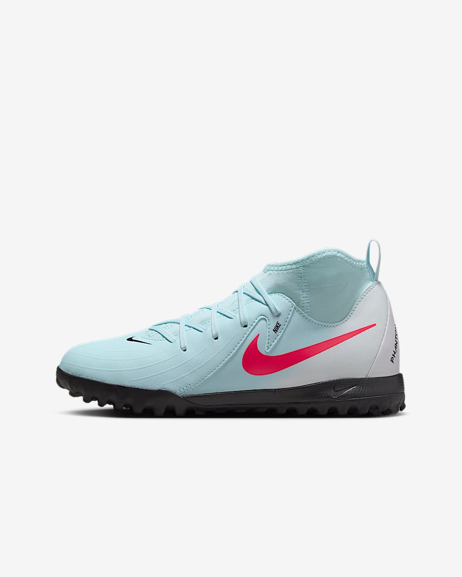 Nike Jr. Phantom Luna 2 Academy Younger/Older Kids' TF Football Shoes - Mint/Off-Noir/Atomic Red