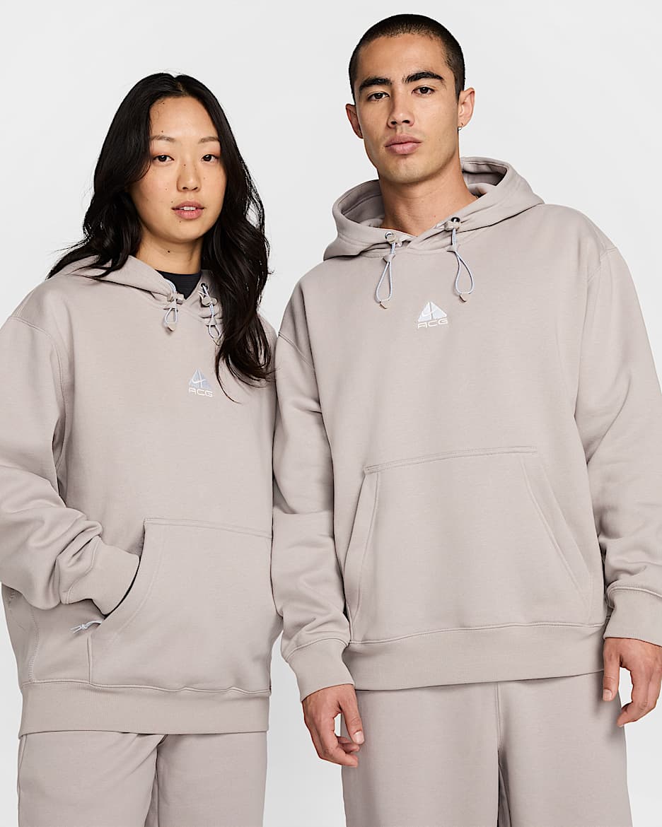 Sudadera con gorro sin cierre de tejido Fleece Nike ACG Therma-FIT - Gris universitario/Gris fútbol/Trueno azul/Blanco cumbre