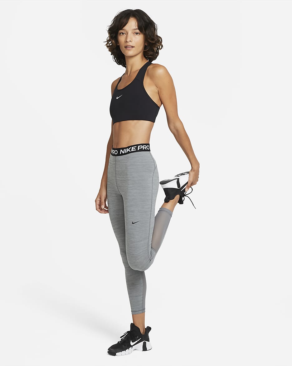 Nike Pro 365 Women's High-Waisted 7/8 Mesh Panel Leggings - Smoke Grey/Heather/Black/Black