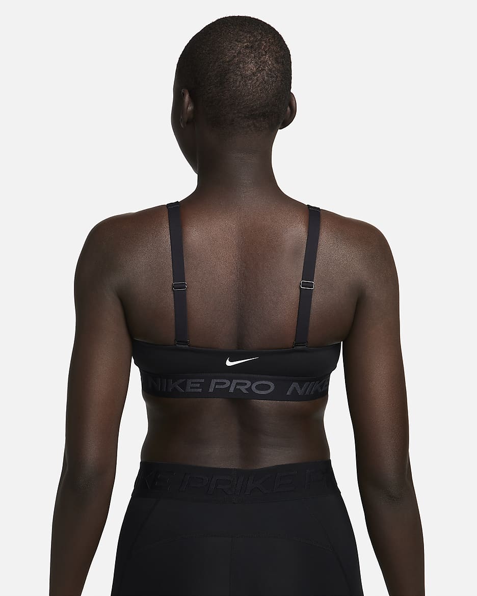 Sutiã de desporto almofadado de suporte médio Nike Pro Indy Plunge para mulher - Preto/Anthracite/Branco