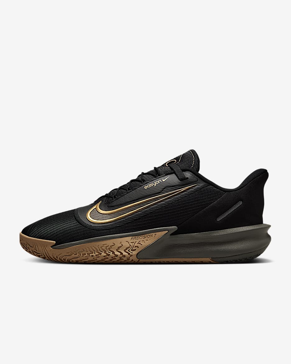 Nike Precision 7 EasyOn Men's Basketball Shoes - Black/Parachute Beige/Smoke Grey/Metallic Gold