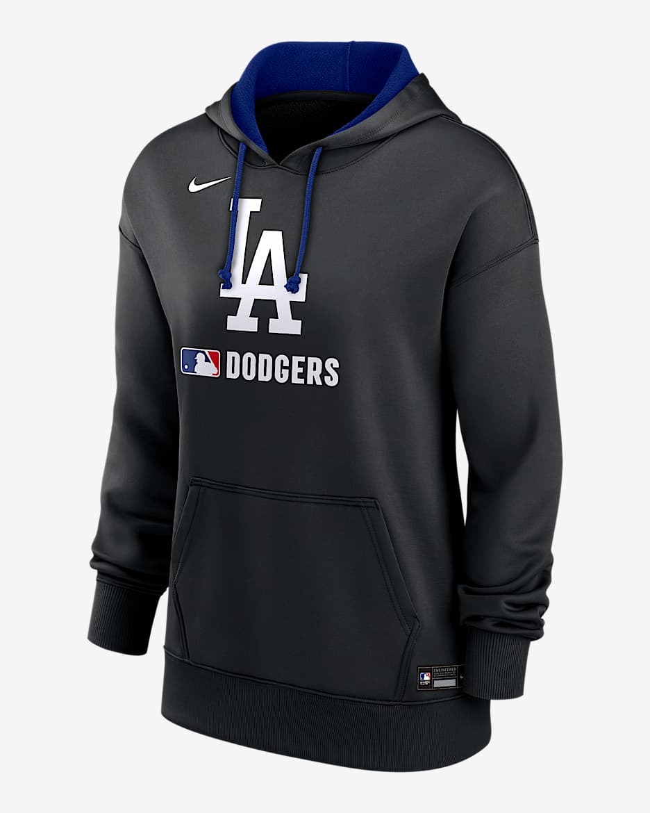 Los Angeles Dodgers Authentic Collection Women's Nike Therma MLB Pullover Hoodie - Black