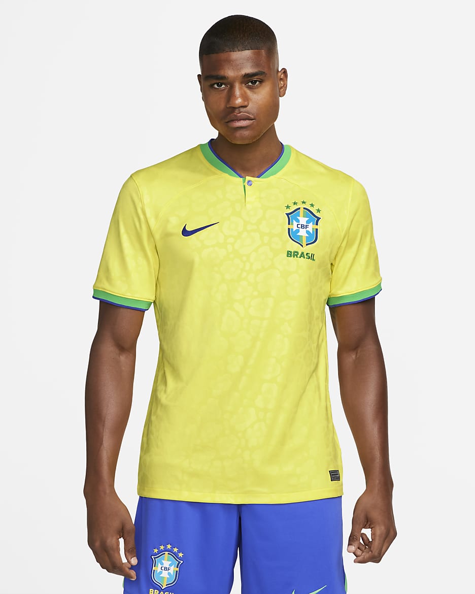 เสื้อแข่งฟุตบอลผู้ชาย Nike Dri-FIT Brazil 2022/23 Stadium Home - Dynamic Yellow/Green Spark/Paramount Blue/Paramount Blue