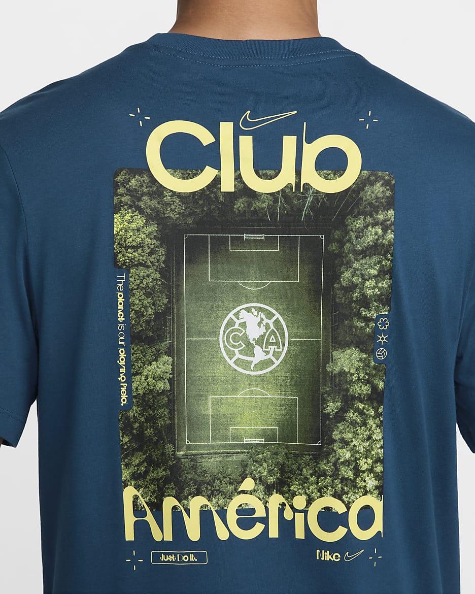 Playera de fútbol Nike con gráfico para hombre Club América - Azul valeriana