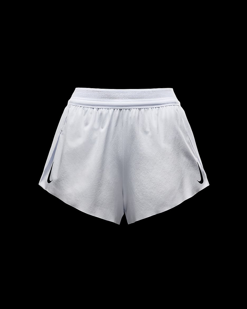 Short de running taille mi-haute avec sous-short intégré Dri-FIT ADV Nike AeroSwift 8 cm pour femme - Blanc/Noir