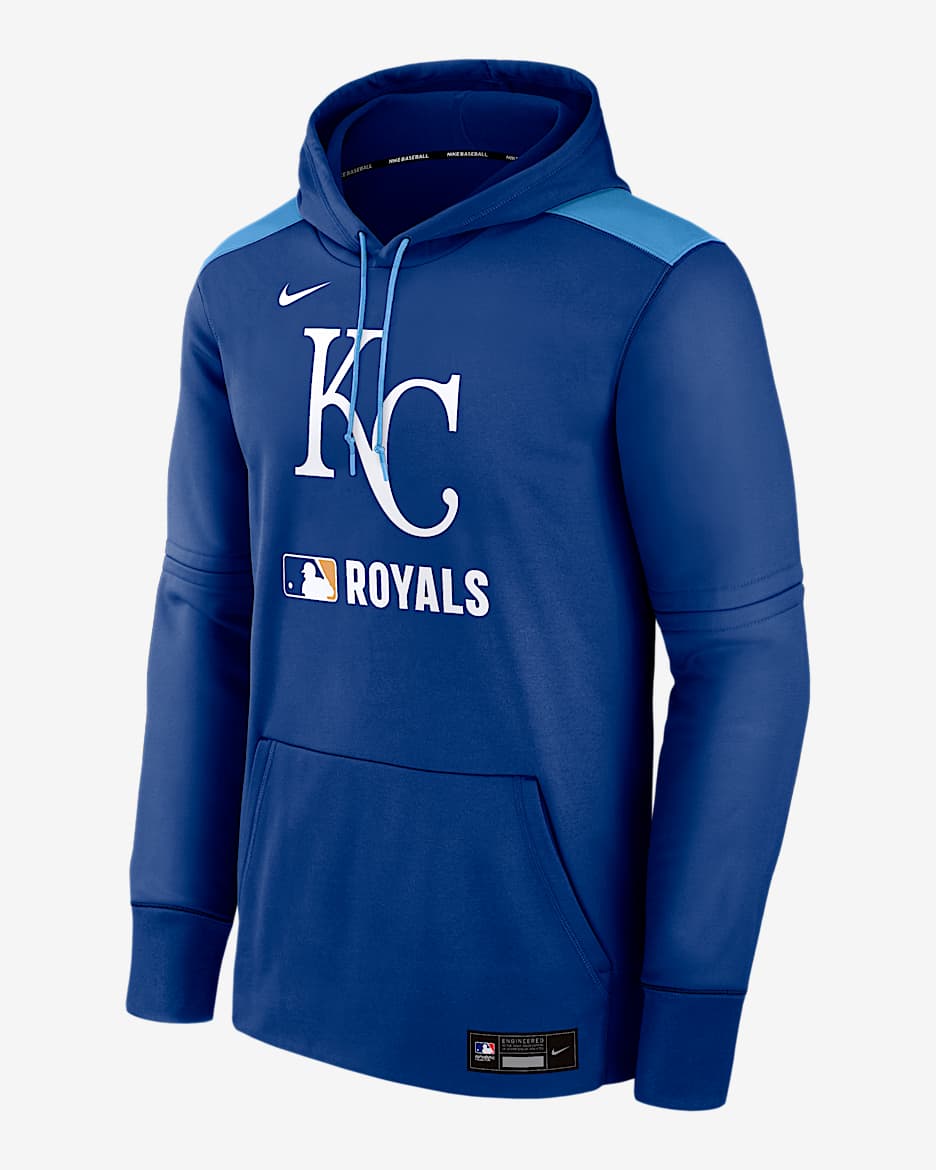 Kansas City Royals Authentic Collection Men's Nike Therma MLB Pullover Hoodie - Royal