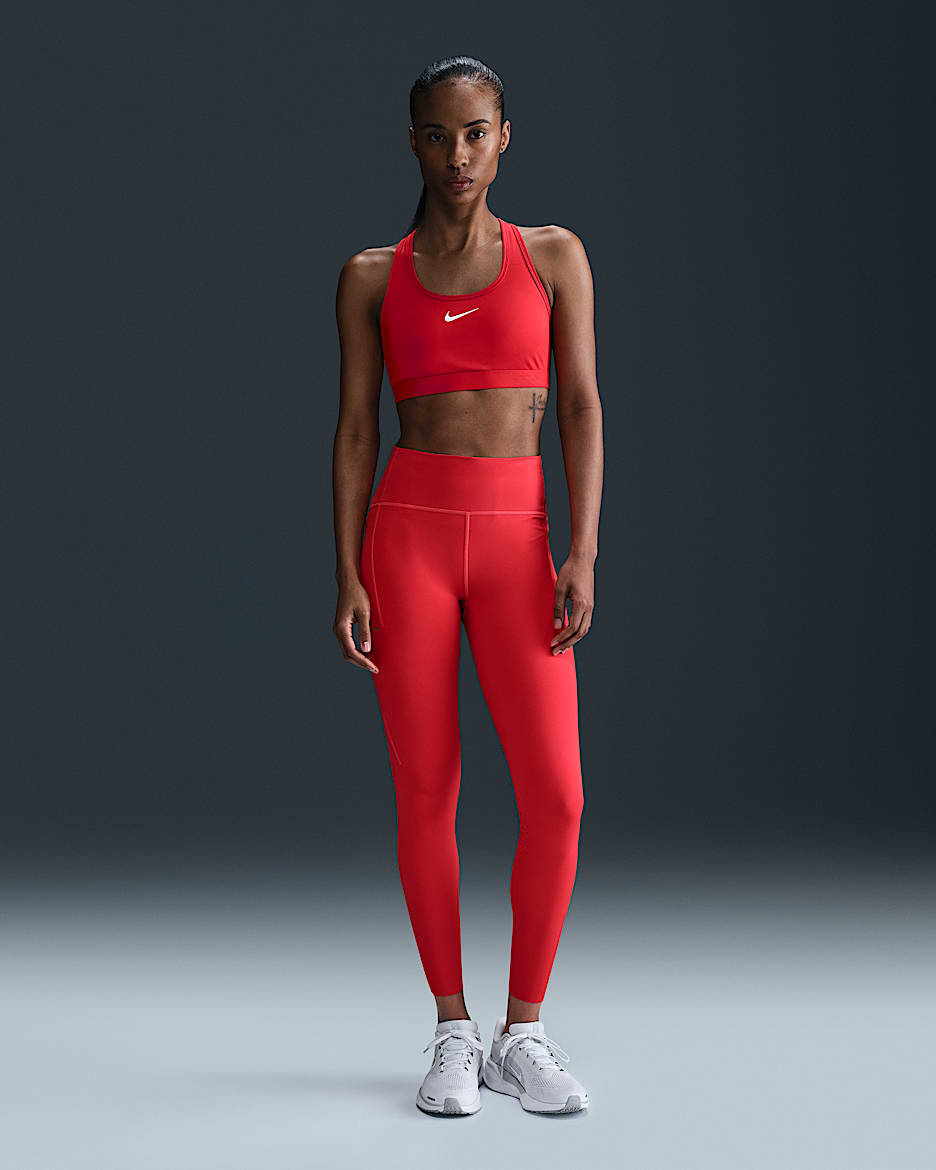 Nike Swift Women's High-Waisted 7/8 Running Leggings with Pockets - Light Crimson