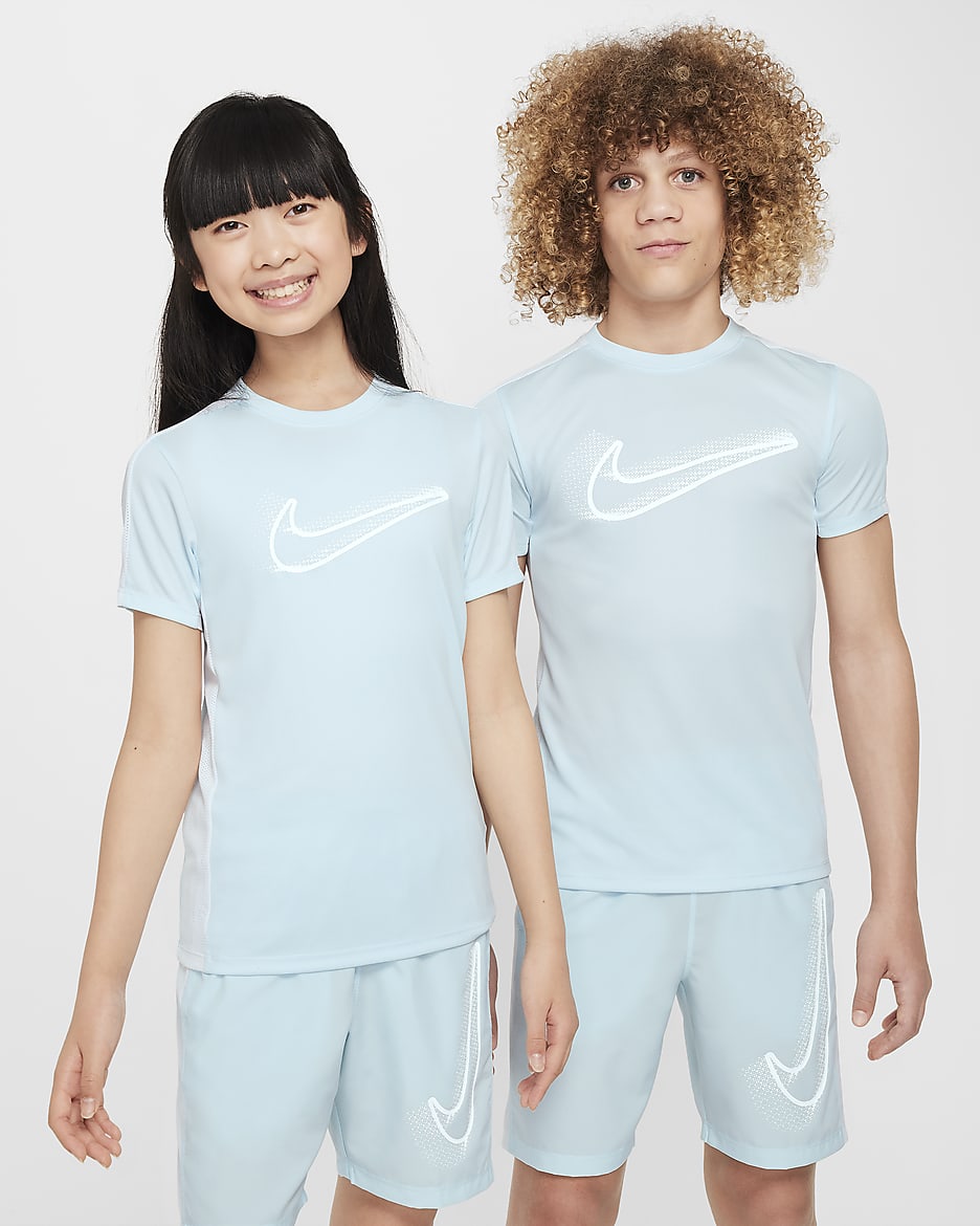 Haut de foot Dri-FIT Nike Academy23 pour ado - Glacier Blue/Blanc/Blanc