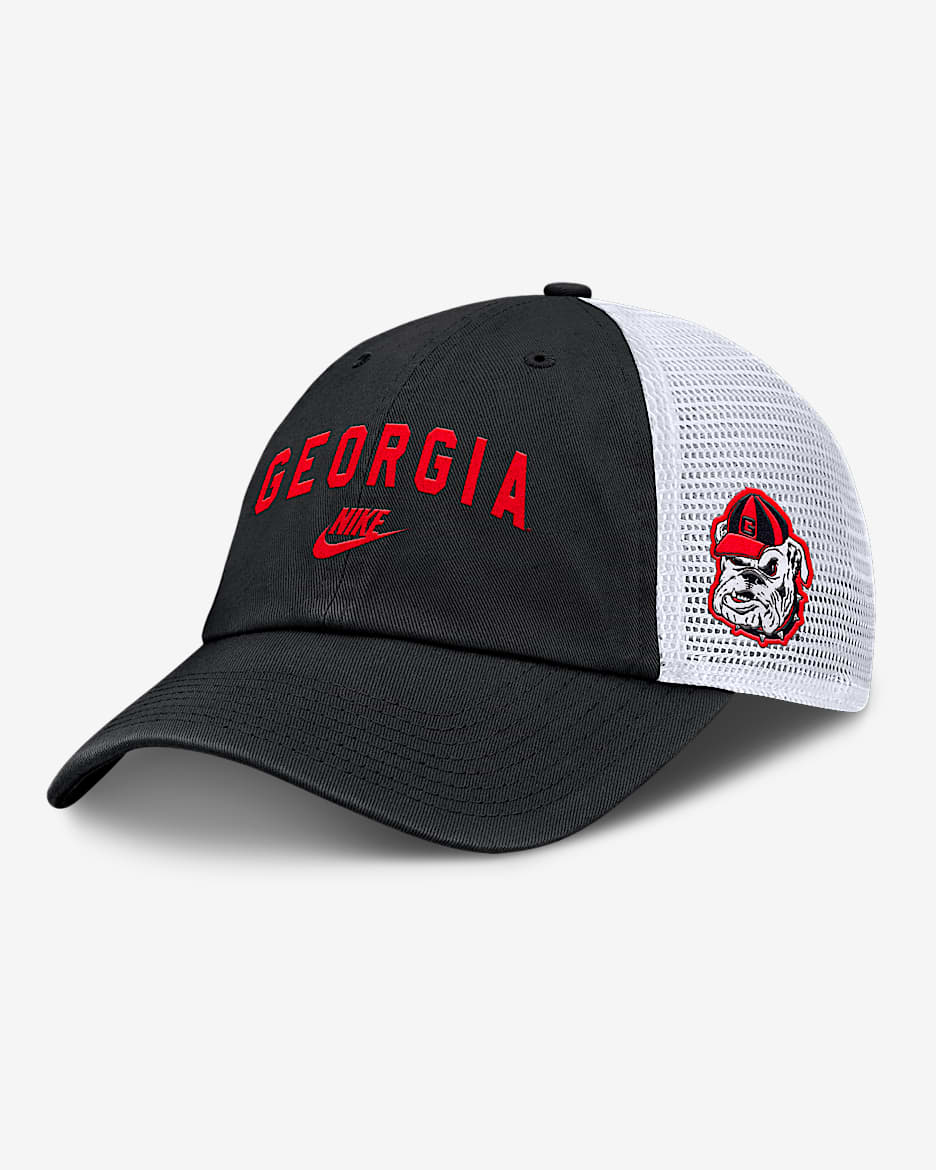 Gorra de rejilla universitaria Nike ajustable para hombre Georgia Legacy Club - Negro