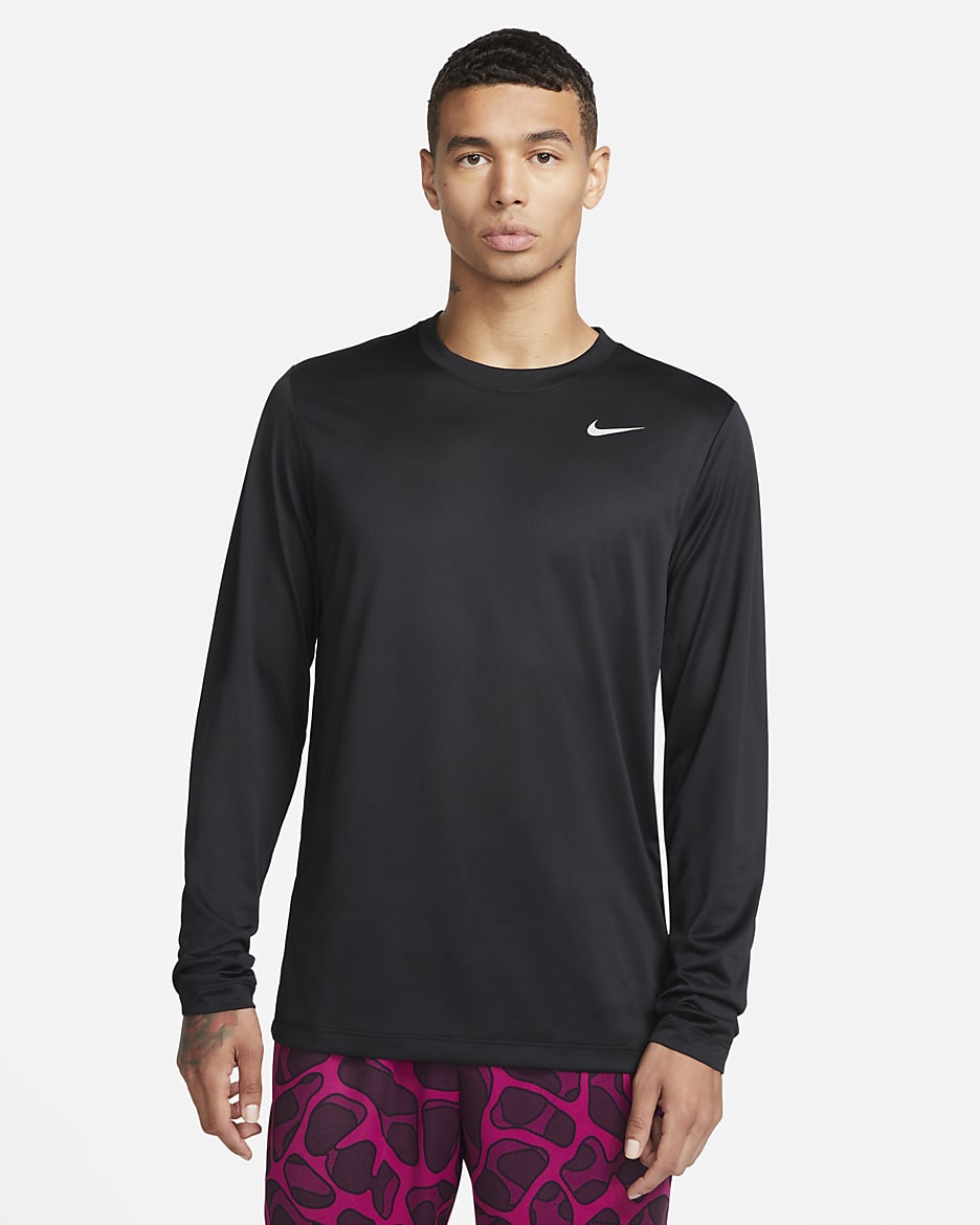 Nike Dri-FIT Legend Men's Long-Sleeve Fitness Top - Black/Matte Silver