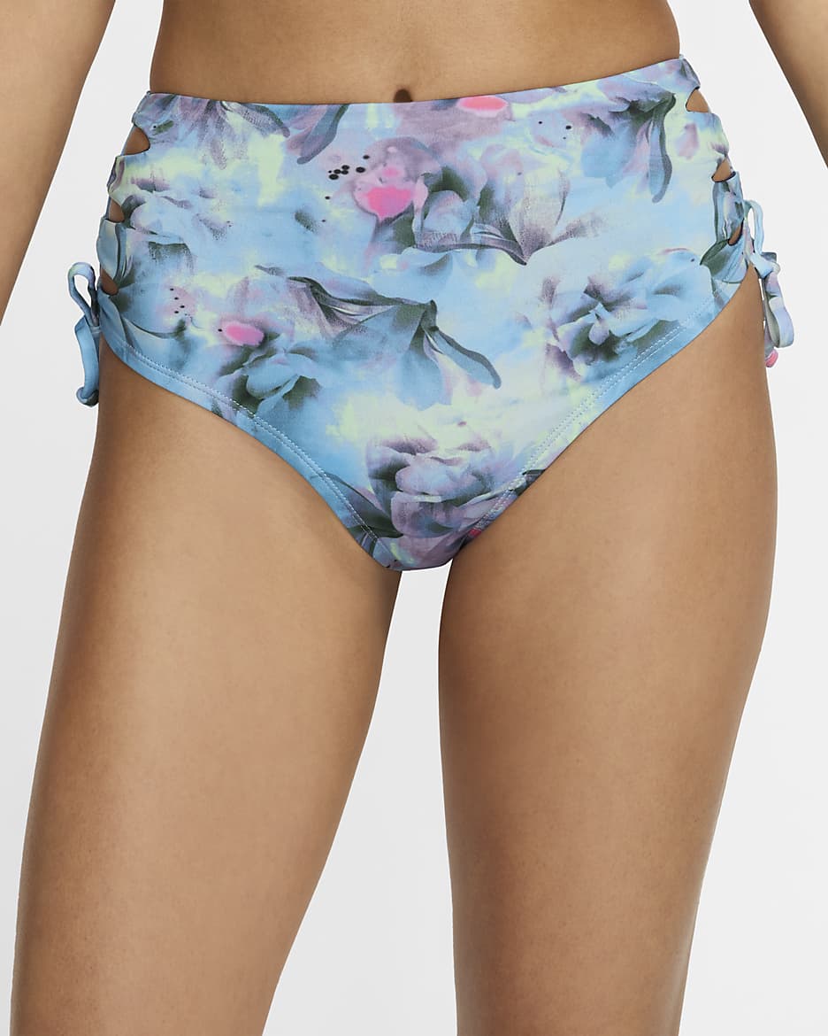 Damski dół od bikini z wiązaniem Nike Swim - Aquarius Blue/Vapor Green/Bicoastal/Midnight Navy