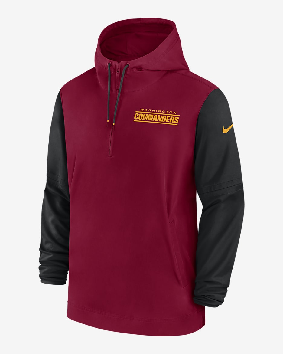 Washington Commanders Sideline Pre-Game Player Men's Nike NFL 1/2-Zip Hooded Jacket - Red