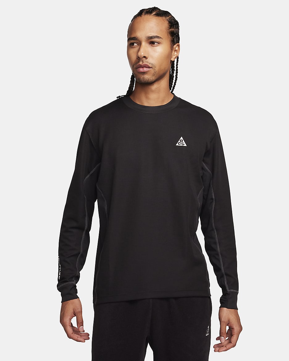 Playera de manga larga acondicionada para el invierno para hombre Nike ACG Dri-FIT ADV "Goat Rocks" - Negro/Antracita/Blanco cumbre