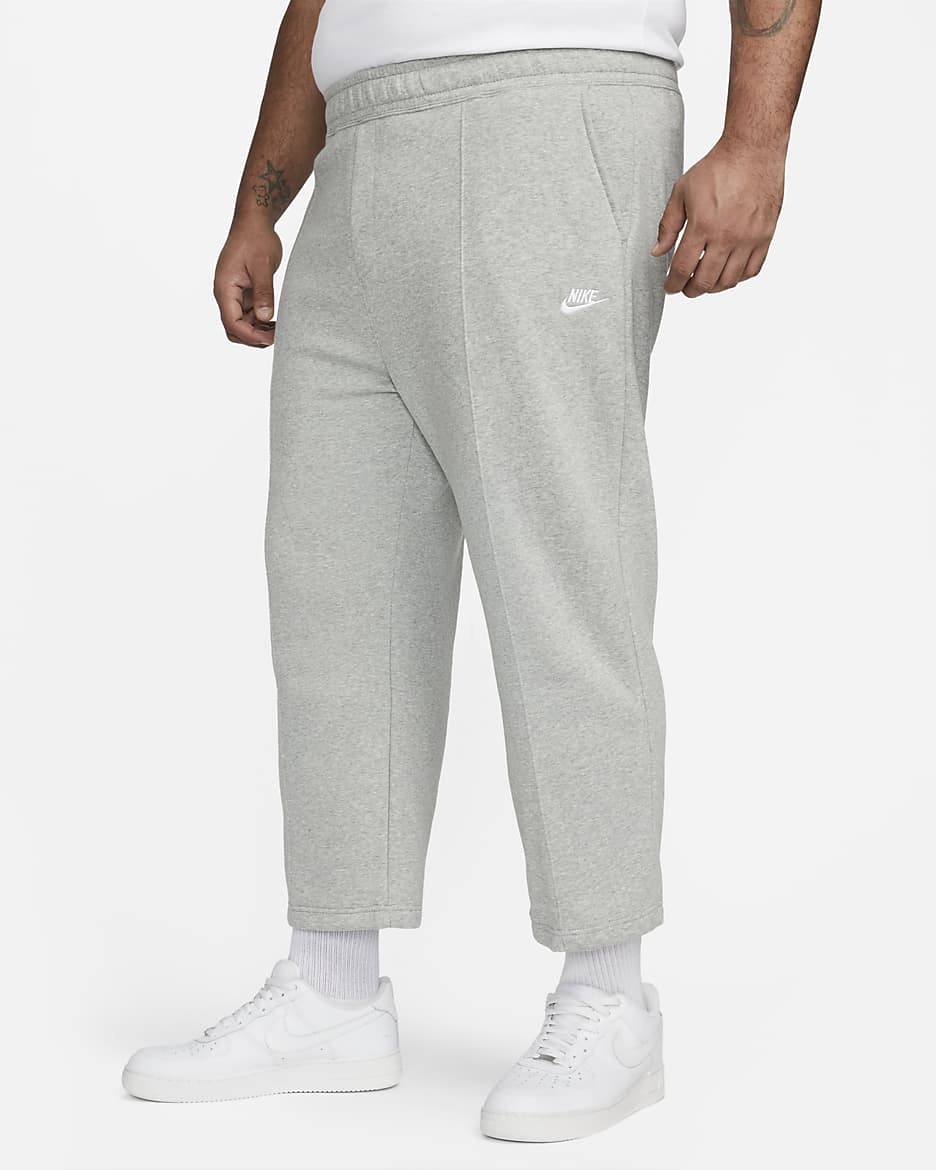 Nike Club Fleece Men's Cropped Pants - Dark Grey Heather/White